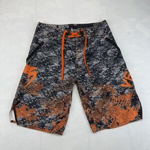 Y2K Venum Board Shorts Mens 31 32 S Black Gray Orange MMA Fight Grappling